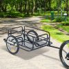 Camping Cart Outdoor Wanderer Folding Bicycle Storage Cart Cargo and Luggage Trailer with Hitch - Black