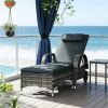 Outdoor lounge chair, backrest chair, rattan lounge chair, courtyard chair, black