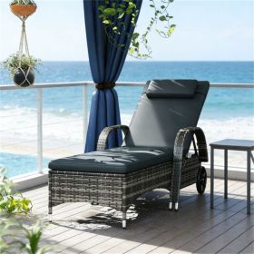 Outdoor lounge chair, backrest chair, rattan lounge chair, courtyard chair, black