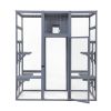 Super-Large Outdoor Cat Catio, Wooden Cat House Enclosure with Insulated Cat Condo, Sun Panel Roof, 4 Platforms, Extra Rainproof Cover, Gray