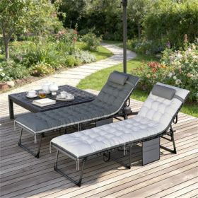 Folding lounge chair, courtyard chair, outdoor chair, gray, (Chair only)