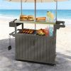 Outdoor bar cart, storage cabinet, shelf, kitchen island, gray