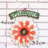 Red African Daisy Iron Wall Art Decor Door Welcome Plaque Sign Garden Villa Metal Door Hanging Ornament