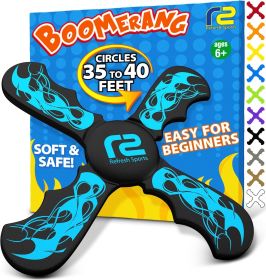 Refresh Sports Boomerang for Kids & Adults - Soft, Durable, Easy to Throw & Catch - Ages 4-8 - Outdoor, Beach, Pool Play - Jet Black