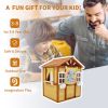 Outdoor Playhouse for Kids Wooden Cottage with Working Doors Windows Pretend Play House for Age 3-8 Years