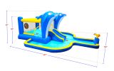 6 in1 Inflatable slide water park trampoline bouncing house outdoor garden with Dolphin sprinkler & Target games & Water gun & Basketball