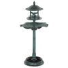 3-in-1 Garden Bird Bath Bowl Pedastal with Large Water Basin, Bird Feeder & Underneath Flower Planter, Green