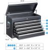 Black Steel Toolbox Heavy Duty Metal Tool Storage Box with Handle Durable Portable Organizer Case for Garage Workshop Car Repair and Home Use