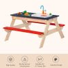 Kids Picnic Table Set with Sandbox and Kitchen Toys