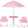 Kids Picnic Table, Kids Table and Chair Set with 2 Folding Chairs and Umbrella for Backyard, Garden, Patio, Pink