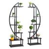 Artisasset 2pcs 6th Floor Half Moon Ironwood Suitable For Garden Balcony Patio Lawn Home Decoration Plant Stand Flower Pot Stand Iron Flower Stand Bla