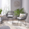 Orlando Faux Rattan Chairs (Set of 2) , Dark Gray Finish