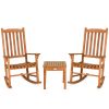 3 Pieces Eucalyptus Rocking Chair Set with Coffee Table