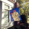 Longhair Cream Dachshund USA American House Flag Large Porch Sleeve Pole Decorative Outside Yard Banner Artwork Wall Hanging, Polyester, House Size