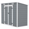 8' x 4' Plastic Outdoor Storage Shed with Floor, Window, Lockable Doors and Vents for Backyard Patio Lawn, Gray