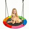 40 Inch Garden Fun Saucer Tree Swing Flying 900lb Weight Capacity 2 Added Hanging Straps Adjustable Multi-Strand Ropes Colorful Safe and Durable Swing