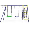 5-In-1 Outdoor Kids Swing Set with A-Shaped Metal Frame and Ground Stake