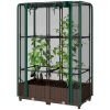 Raised Garden Bed with Trellis, 46.5" Tomato Cage with Crop Cage, Self Watering Planter Box with Drainage Holes, Green
