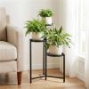 3-Tier Staggered Metal Plant Stand, Black Rustproof Corner Plant Shelf with Anti-Scratch Feet