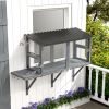 Wooden Cat Catio, Outdoor Cat Enclosure Window Perch with Jumping Platform, for Safely Enjoying Outdoor Sights, Gray