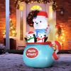 Outsunny 5ft Christmas Inflatables Outdoor Decorations Blessed Polar Bear and Penguins in the Cup, Blow-Up LED Yard Christmas Decor for Garden, Lawn