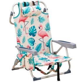 63x65x82cm, Flamingo Motif, Aluminum, Beach Chair, Oxford Cloth