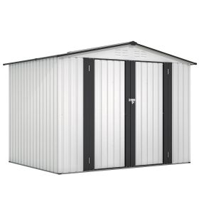 8 X 6 Ft Outdoor Storage Shed, All Weather Metal Sheds With 2 Lockable Doors, Tool Shed For Garden, Backyard, Lawn,White-It Is Forbidden To Sell On Th