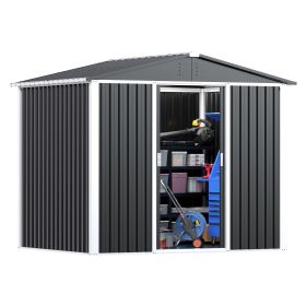 Gold Frame Steel Outdoor Storage Shed (Color: Brown)