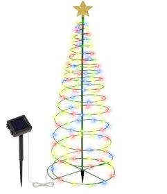 Solar Powered Metal LED Christmas Tree Decorative Lights - 200 LEDs, Easy To Install, 4 Feet Tall, Perfect For The Holidays - Solid Color (Option: Colored lant)