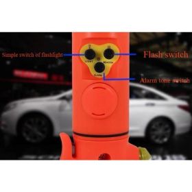 Red&Yellow Multi-functional Car Safety Hammer With Flashlight (Color: Red)
