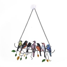 1set, Wrought Iron Bird Ornament Metal Model 4 Birds 7 Birds Pendant Painted Spray Paint Welding Handicraft Window Decoration, Garden Patio Decoration (Color: 7 Birds Metal Style)