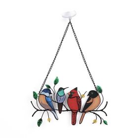 1set, Wrought Iron Bird Ornament Metal Model 4 Birds 7 Birds Pendant Painted Spray Paint Welding Handicraft Window Decoration, Garden Patio Decoration (Color: 4 Birds Metal Style)