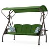 3-Seat Outdoor Canopy Swing with Stand 800LBS Capacity - Porch Glider with Cup Holders