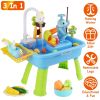 3 In 1 Kitchen Sink Toy with Electric Faucet Water Table Fishing Game Role Play Sink Set Indoor Outdoor for Kids Aged 3+ Years Old GPCT5464