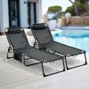 Folding Chaise Lounge Pool Chair Set of 1, Patio Sun Tanning Chair,Outdoor Lounge Chair with 4-Position Reclining Back,Breathable Mesh Seat for Beach