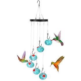 Wind Chimes Humming Bird Feeder Ant and Bee Proof Outdoor Hanging Hummingbird Feeder For Viewing Decoration For Garden Patio Yard Balcony (Color: As shown)