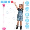 3 In 1 Standing Bubble Machines with Colorful Lights and Music Rechargeable Bubble Maker Stands with 2 Modes 3 Adjustable Height for Party Wedding Ind