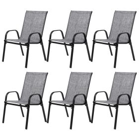 6 Piece Patio Chairs, Outdoor Camping Chairs with Breathable Textilene Fabric (Color: as Pic)
