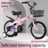 FKZNPJ 18 inch sporty kids bike with training wheels and stand Adjustable saddle Suitable for boys and girls aged 5-10 years tall Height 45-57 inches