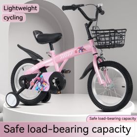 FKZNPJ 18 inch sporty kids bike with training wheels and stand Adjustable saddle Suitable for boys and girls aged 5-10 years tall Height 45-57 inches (Main Color: Pink, Main Material: Iron+Plastic)