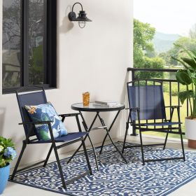 3 Piece Bistro Set (Color: Navy)
