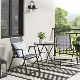3 Piece Bistro Set (Color: Gray)