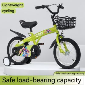 FKZNPJ 18 inch sporty kids bike with training wheels and stand Adjustable saddle Suitable for boys and girls aged 5-10 years tall Height 45-57 inches (Main Color: Green, Main Material: Iron+Plastic)