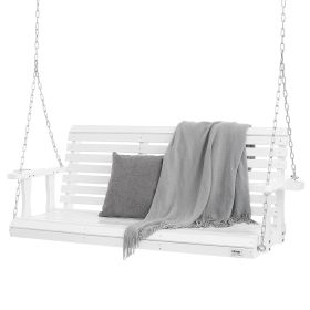 VEVOR Wooden Porch Swing 5.5 ft, Patio bench swing for Courtyard & Garden, Upgraded 880 lbs Strong Load Capacity (Seat Length: 5.5 ft, Color: White)