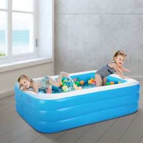 Inflatable Swimming Pools Family Swim Play Center Pool Blow up Kiddie Pool for Family Inflatable Lounge Pool for Kids Baby Adult Inflatable Water Ball (Color: Blue)