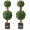 VEVOR 2 Pack 3' Artificial Boxwood Topiary Tree Faux Plant UV Decor In/Outdoor