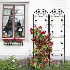 2 Pack Metal Garden Trellis 86.7" x 19.7" Rustproof Trellis for Climbing Plants Outdoor Flower Support (Color: Black)