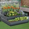 1PC Heavy-Duty Metal Outdoor 3-Tier Raised Garden Bed Planter Box