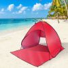 Pop Up Beach Tent Shade Shelter Anti-UV Automatic Pop Up Waterproof Tent Canopy for 2/3 Man with Net Window Storage Bag