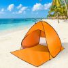 Pop Up Beach Tent Shade Shelter Anti-UV Automatic Pop Up Waterproof Tent Canopy for 2/3 Man with Net Window Storage Bag